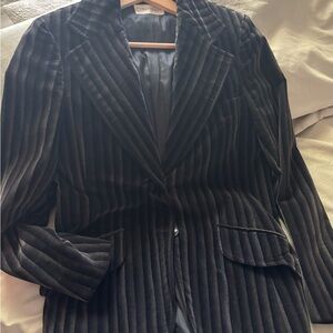 Calvin Klein Black Velvet Striped Blazer